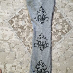 Gray Sweatpants with Black Rebel Design